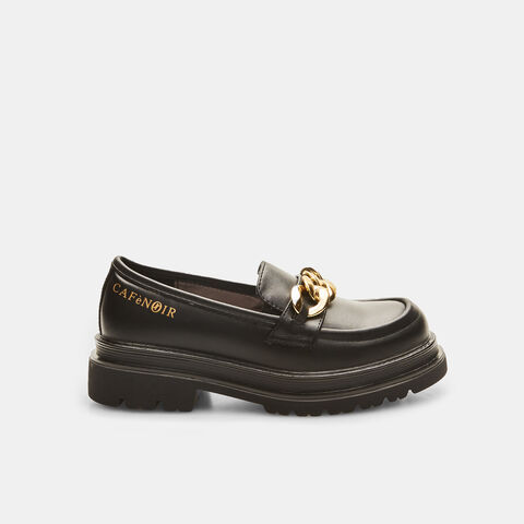 Mocasines de niña efecto piel con cadena, Negro Mocasines de niña efecto piel con cadena, Negro